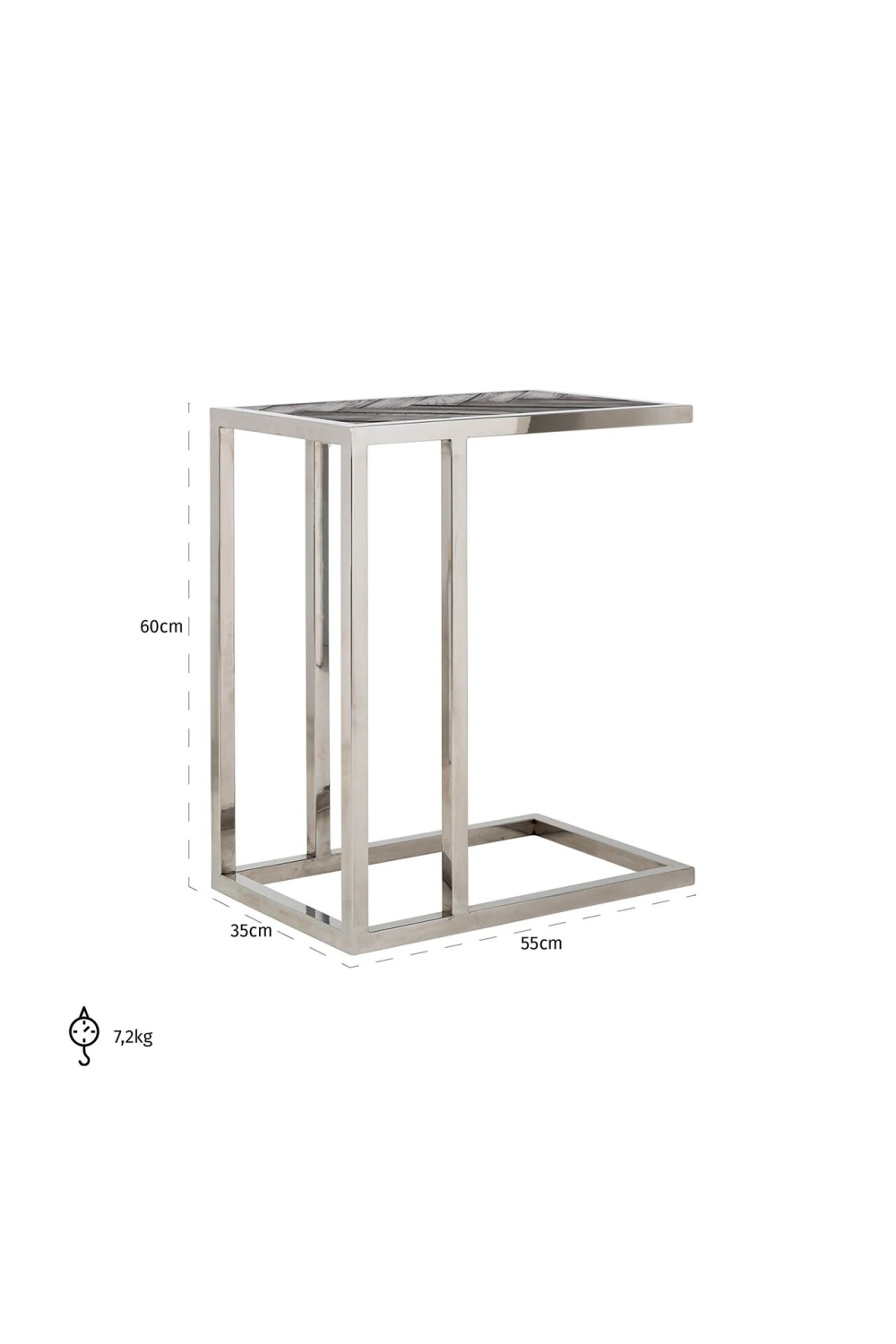 Silver Framed Wooden Side Table | OROA Blackbone | Oroa.com