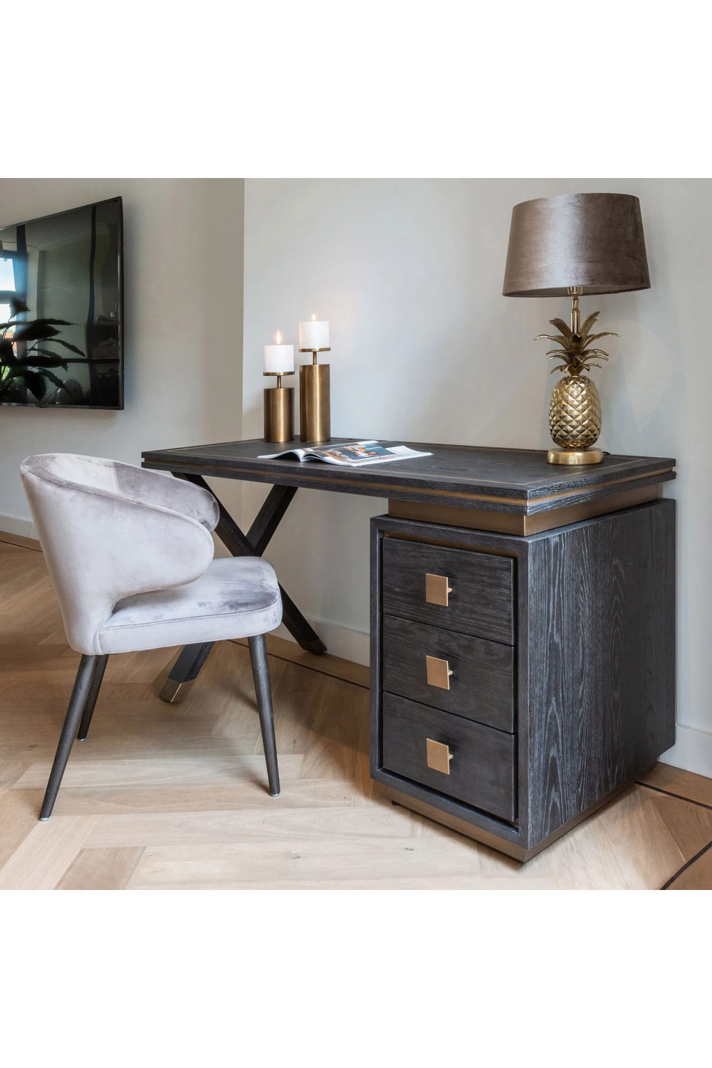 Wooden Desk With 3 Drawers | Richmond Interiors Hunter | Oroa.com