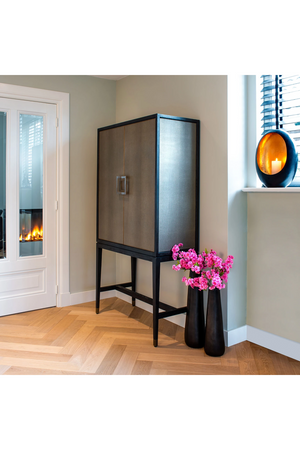 Wood Framed Leather Bar Cabinet | Richmond Interiors Bloomingville | OROA