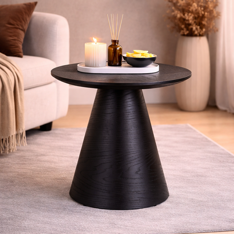   Black Oak Pedestal End Table | Oroa.com