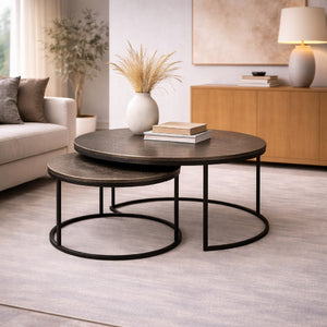   Round Gold Aluminum Nesting Coffee Tables (2) | Oroa.com