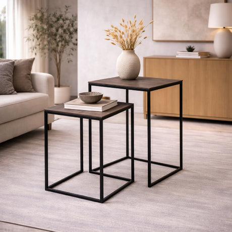   Square Gold Aluminum Nesting Coffee Tables (2) | Oroa.com