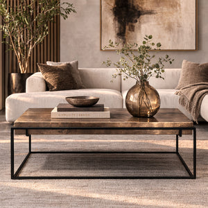   Rectangular Gold Aluminum Coffee Table | Oroa.com