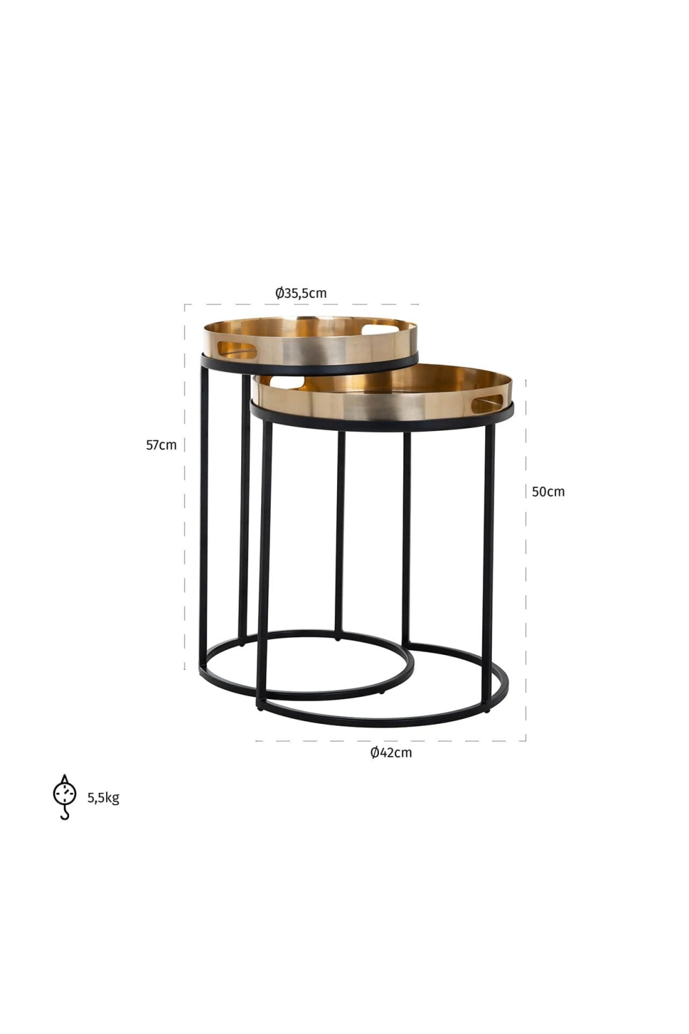 Golden Aluminum Tray Nesting Side Table | OROA Lewis | OROA.com