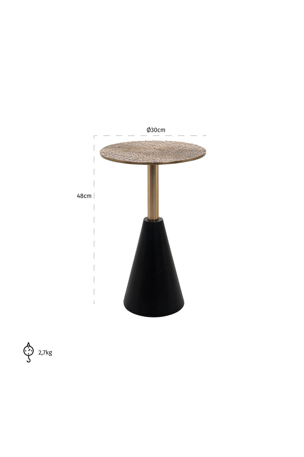 Golden Aluminum Pedestal Side Table S | OROA Cobra | OROA.com
