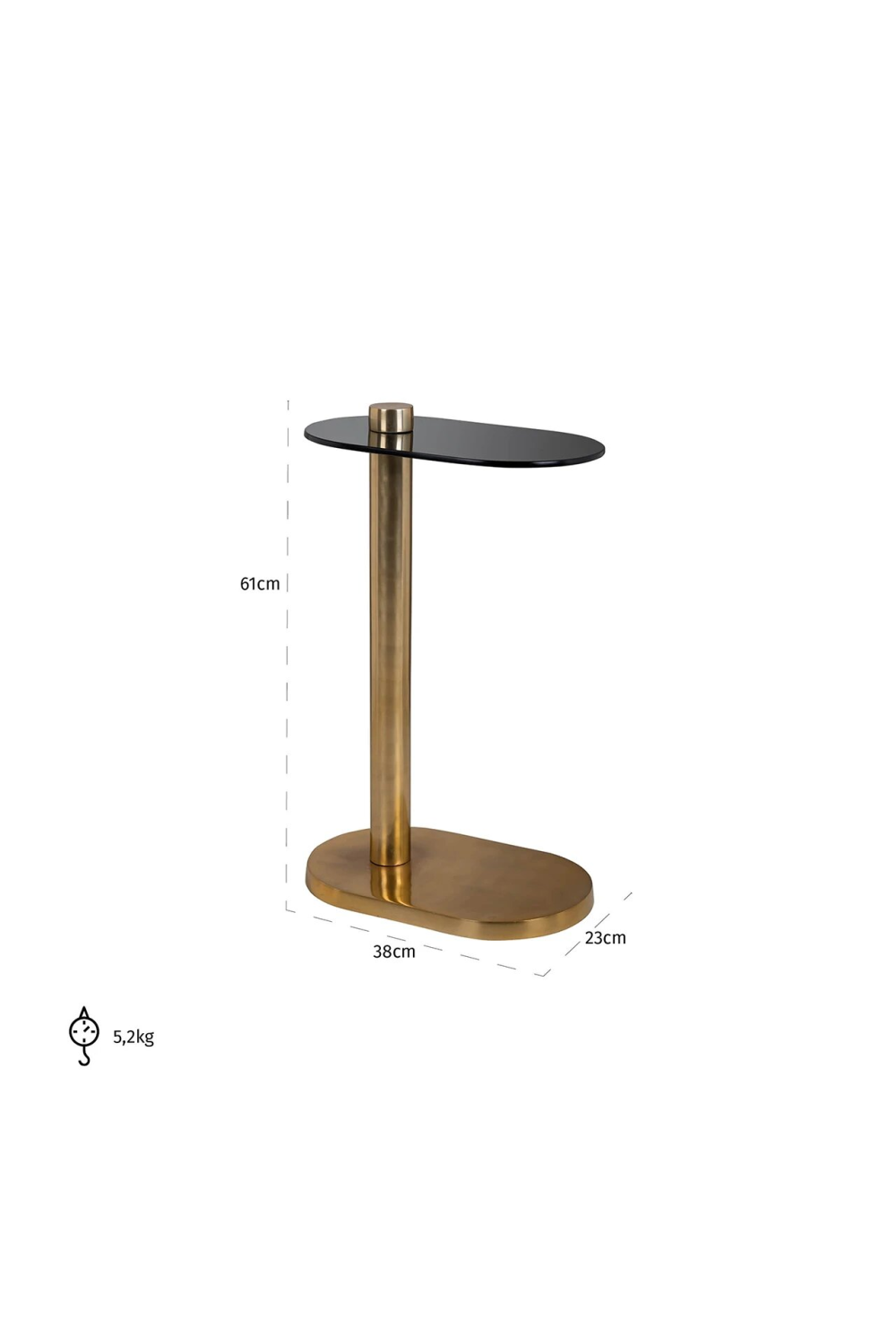 Oval Black Glass Side Table | OROA Chase | OROA.com