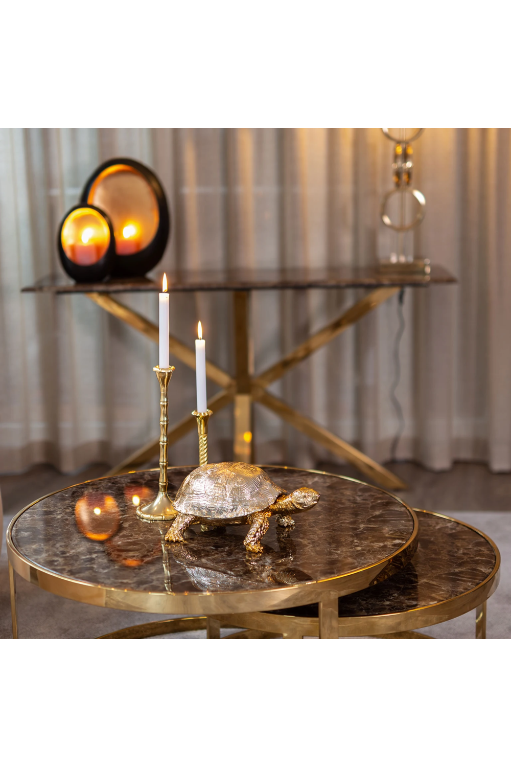 Gold Framed Marble Nesting Coffee Table | OROA | Oroa.com