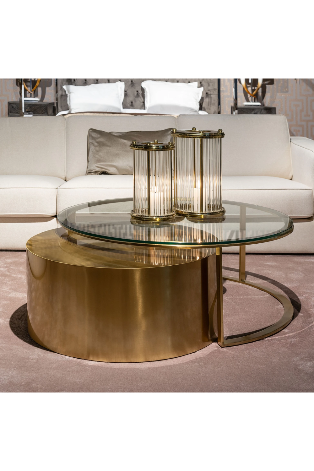 Gold round nesting coffee table deals