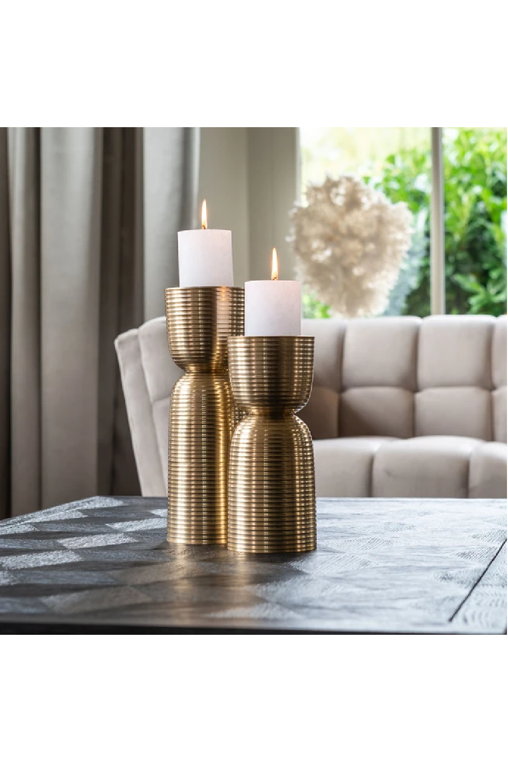 Gold Aluminum Decorative Candlestick L | OROA Jenyd | OROA.com