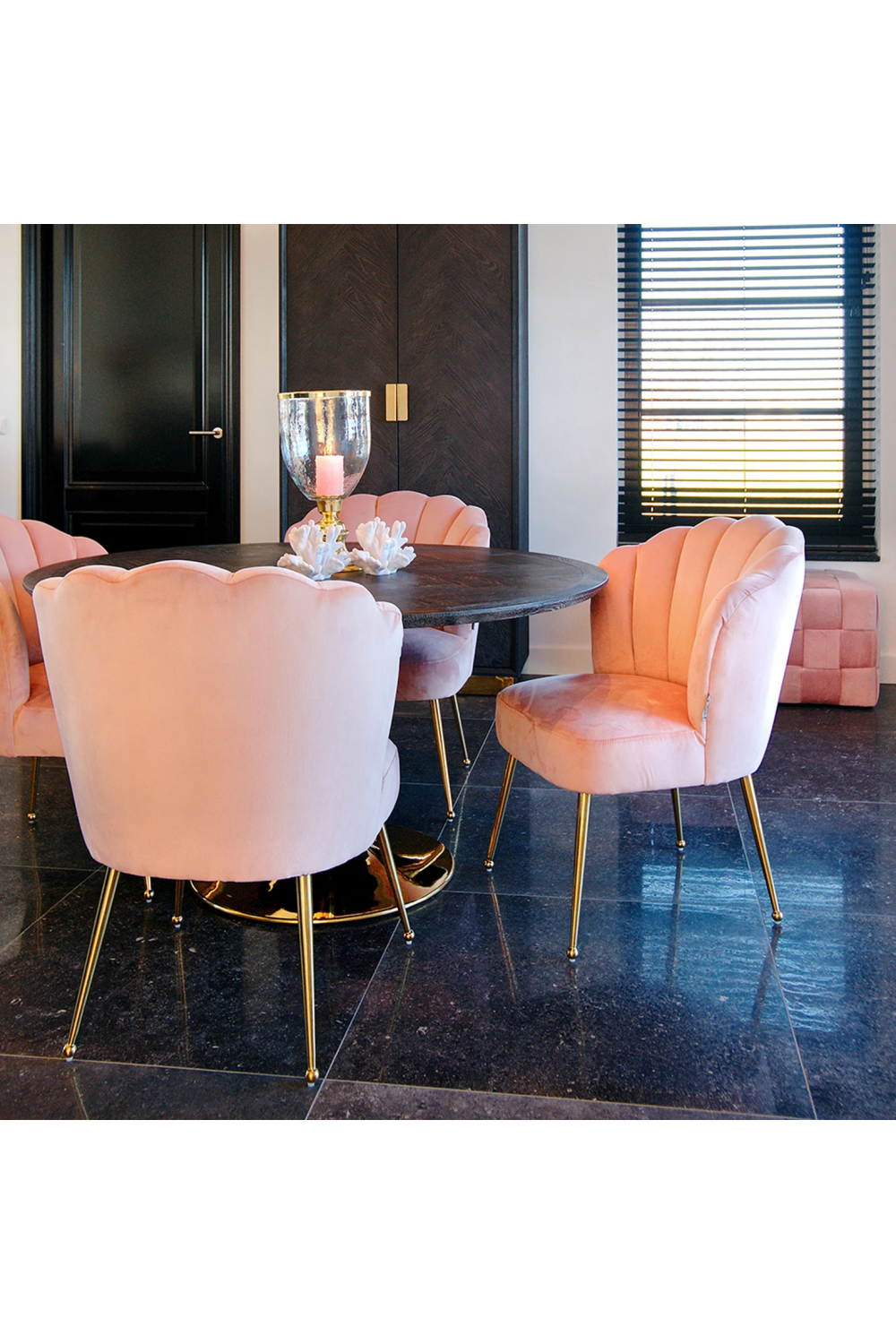 Scalloped Pink Velvet Chair OROA Pippa OROA