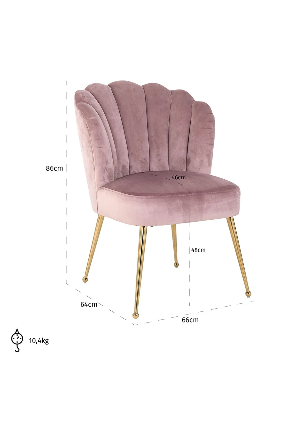 Scalloped Pink Velvet Chair OROA Pippa OROA