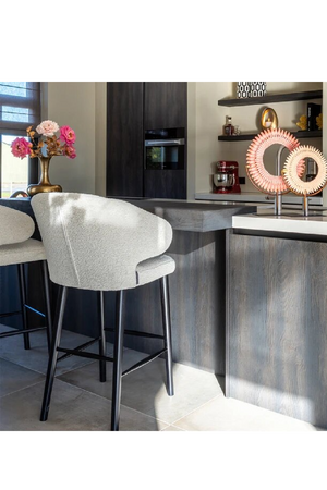 White Bouclé Bar Stool | Richmond Interiors Indigo | OROA.com