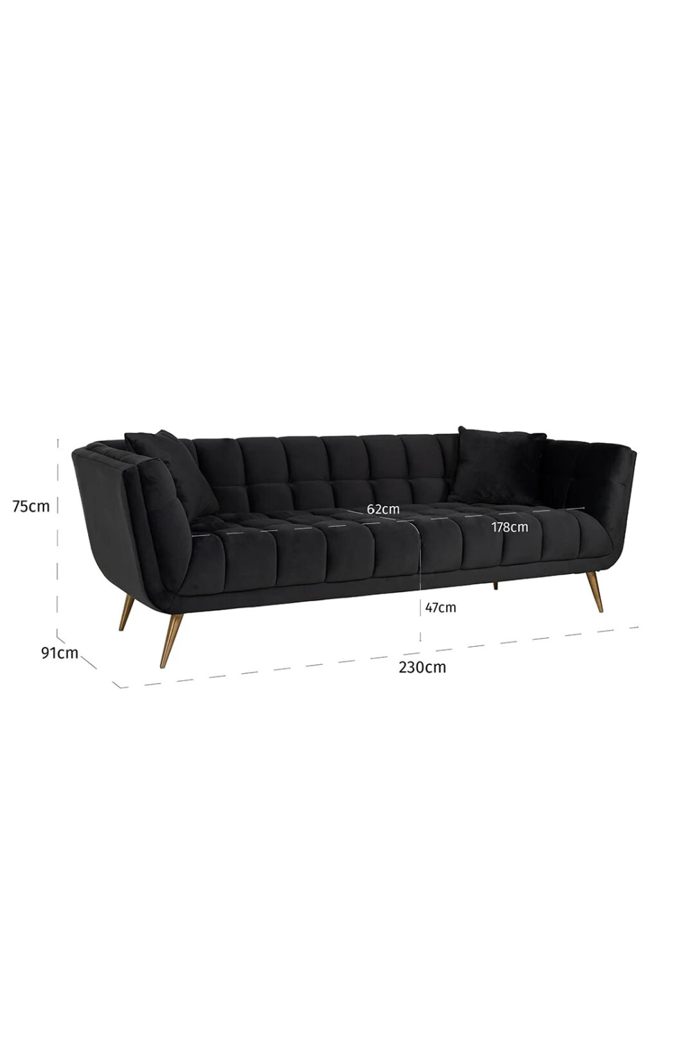Anthracite Velvet Channel Stitched Sofa | OROA Huxley | OROA.com