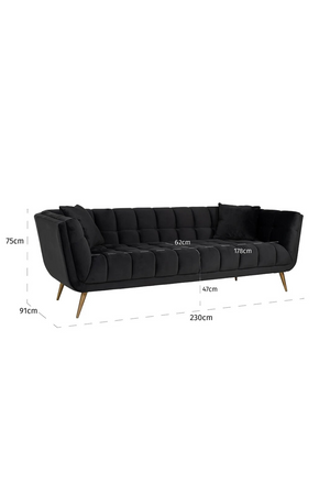 Anthracite Velvet Channel Stitched Sofa | OROA Huxley | OROA.com