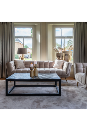 Khaki Velvet Channel Stitched Sofa | OROA Huxley | OROA.com