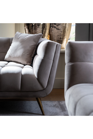 Khaki Velvet Channel Stitched Sofa | OROA Huxley | OROA.com