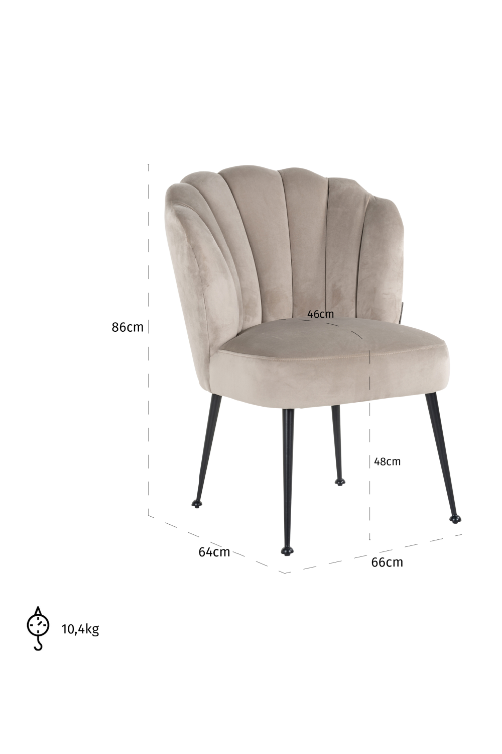 Scalloped Khaki Velvet Chair | OROA Pippa | Oroa.com