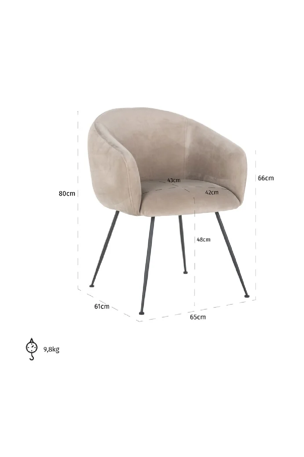 Khaki Velvet Dining Chair | OROA Avanti | Oroa.com