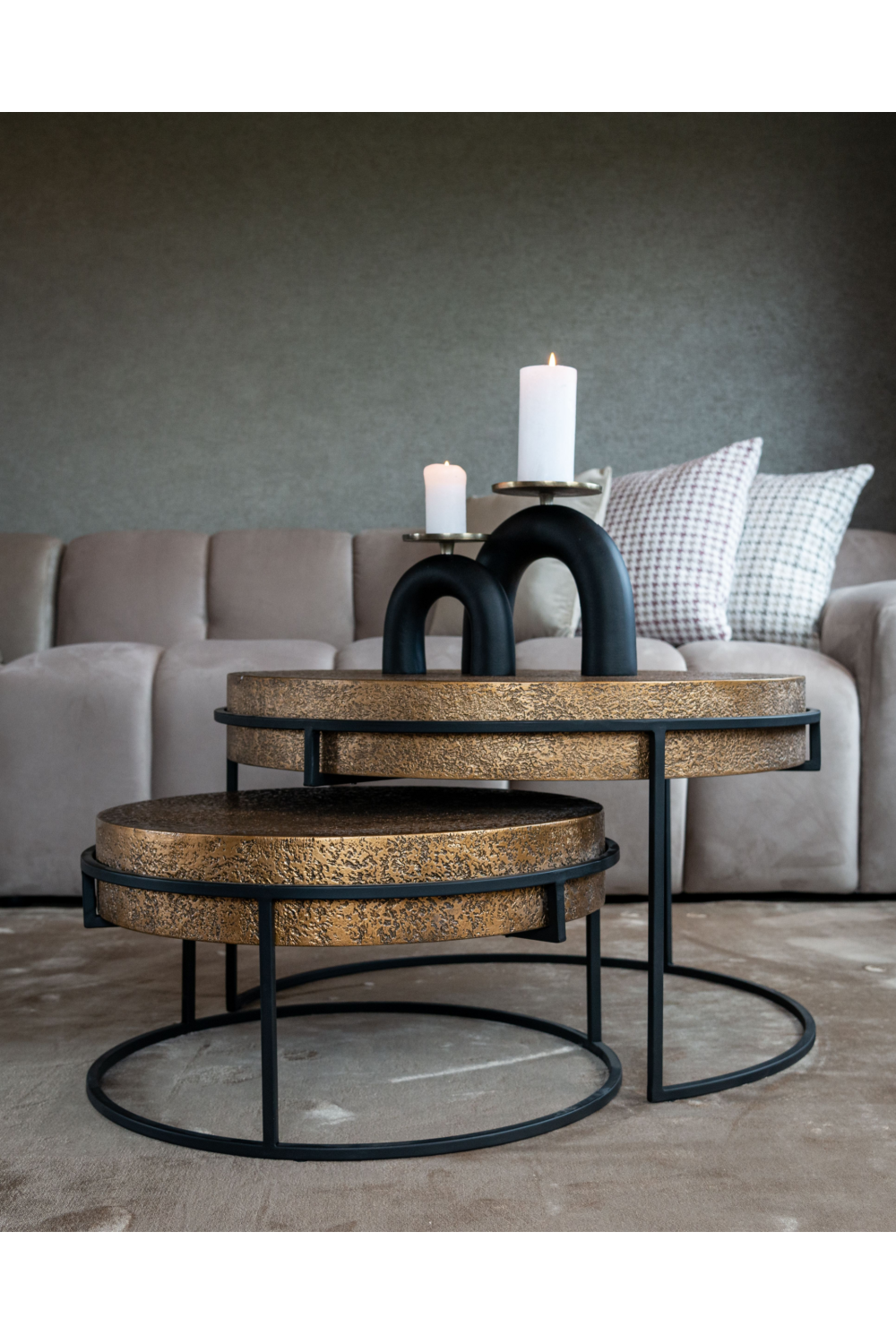 Round Metal Nesting Coffee Tables (2) | Richmond Interiors Derby | Oroa.com