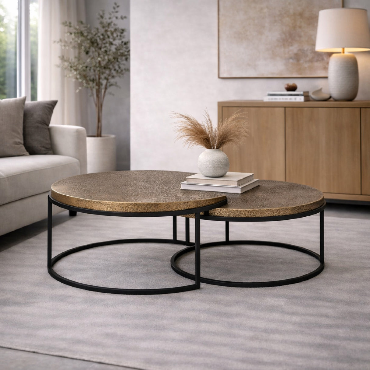   Round Metal Nesting Coffee Tables (2) | Oroa.com