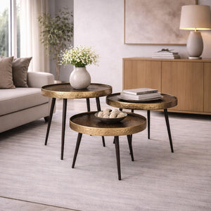   Rustic Gold Coffee Table Set (3) | Oroa.com