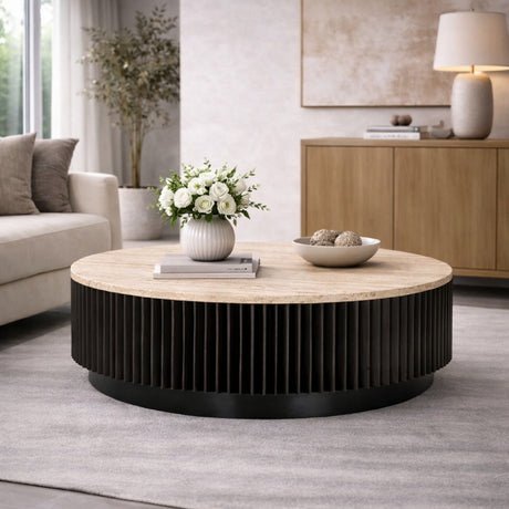   Round Travertine Coffee Table | Oroa.com