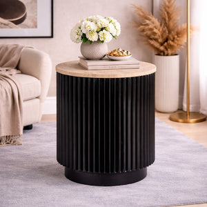   Round Travertine End Table | Oroa.com