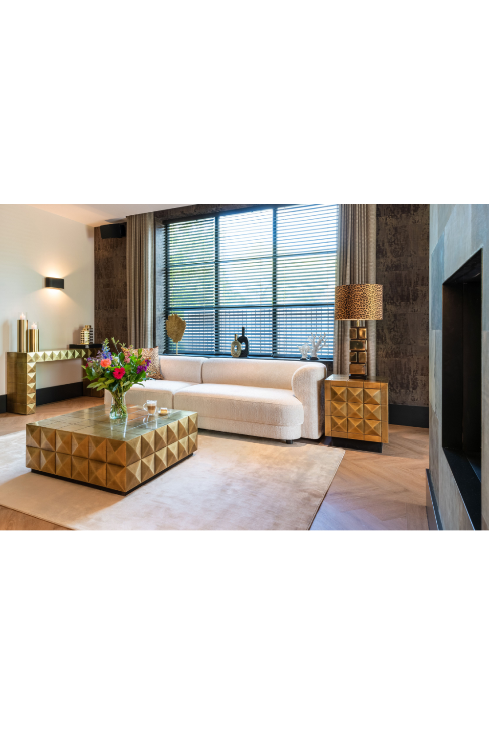 Gold Faceted Coffee Table | Richmond Interiors Collada | Oroa.com