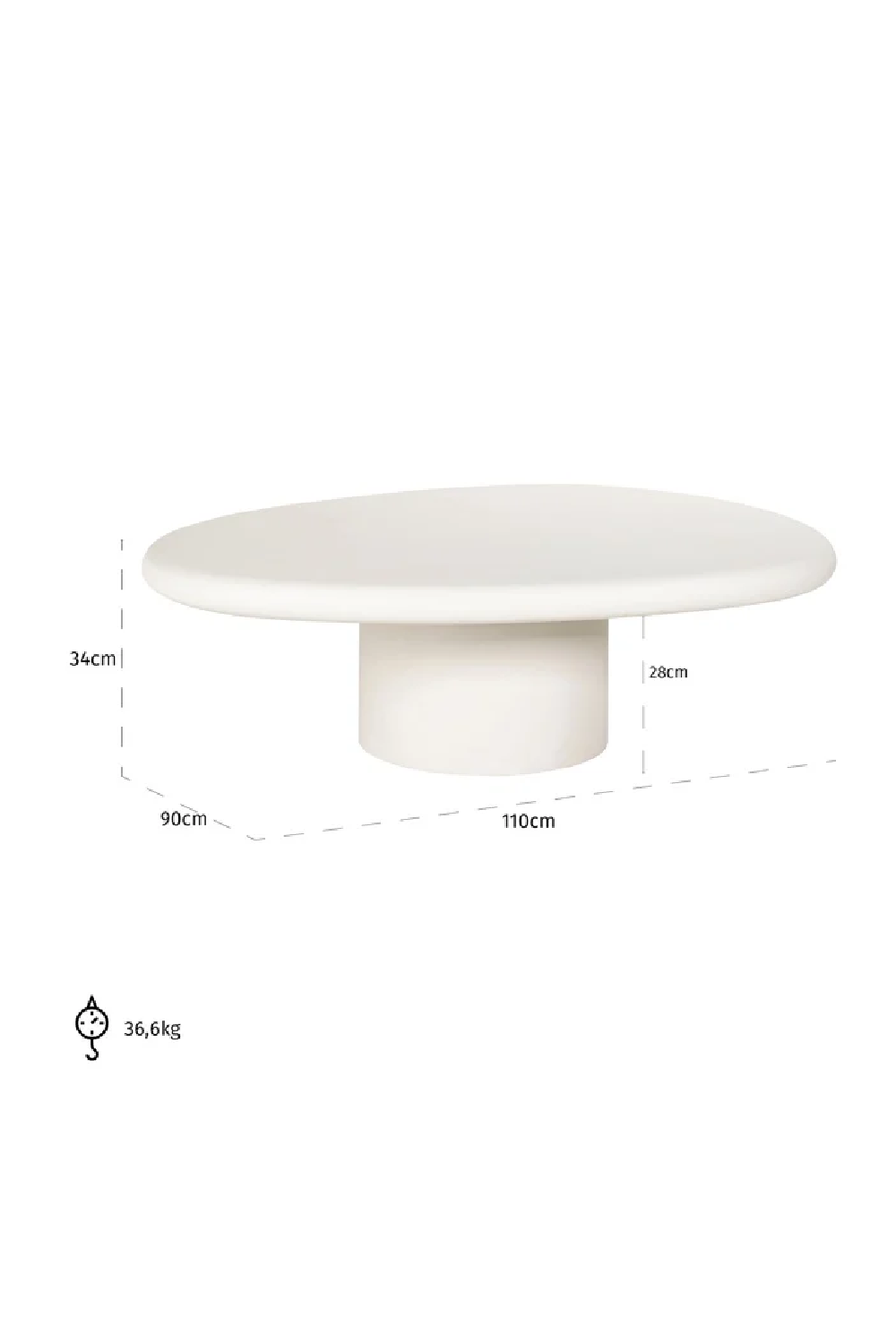 White Pebble-Shaped Coffee Table | OROA Bloomstone | Oroa.com