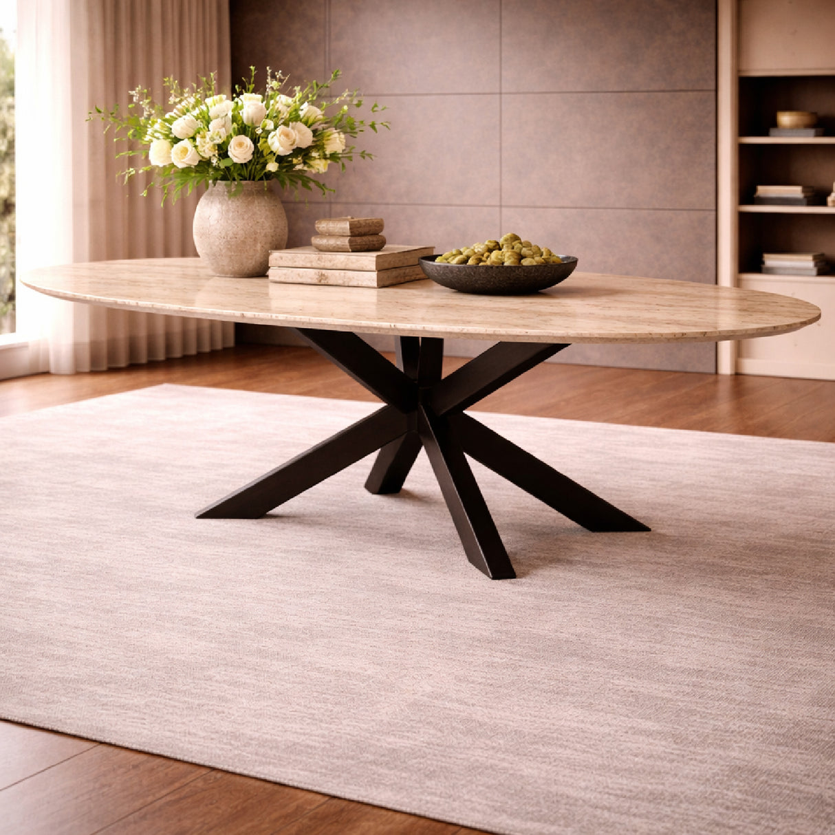   Oval Travertine Dining Table | Oroa.com