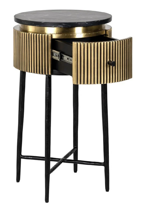 Round Marble 1-Drawer Side Table | Richmond Interiors Ironville | Oroa.com