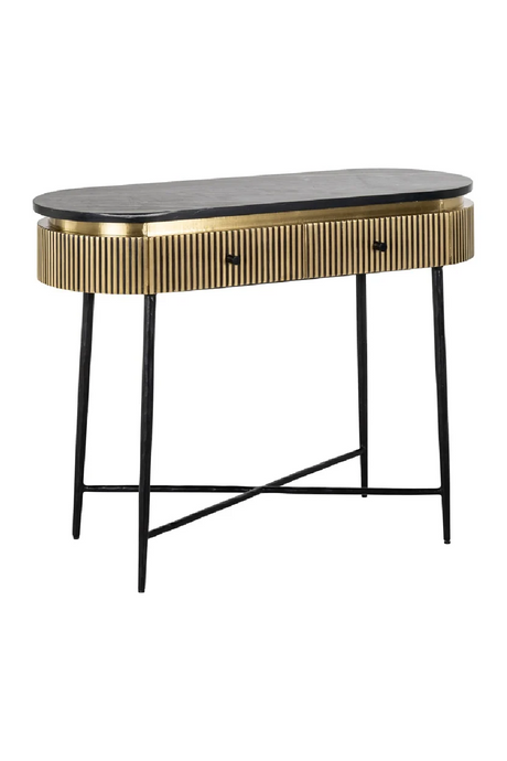 Oblong Marble 2-Drawer Console Table | Richmond Interiors Ironville | Oroa.com