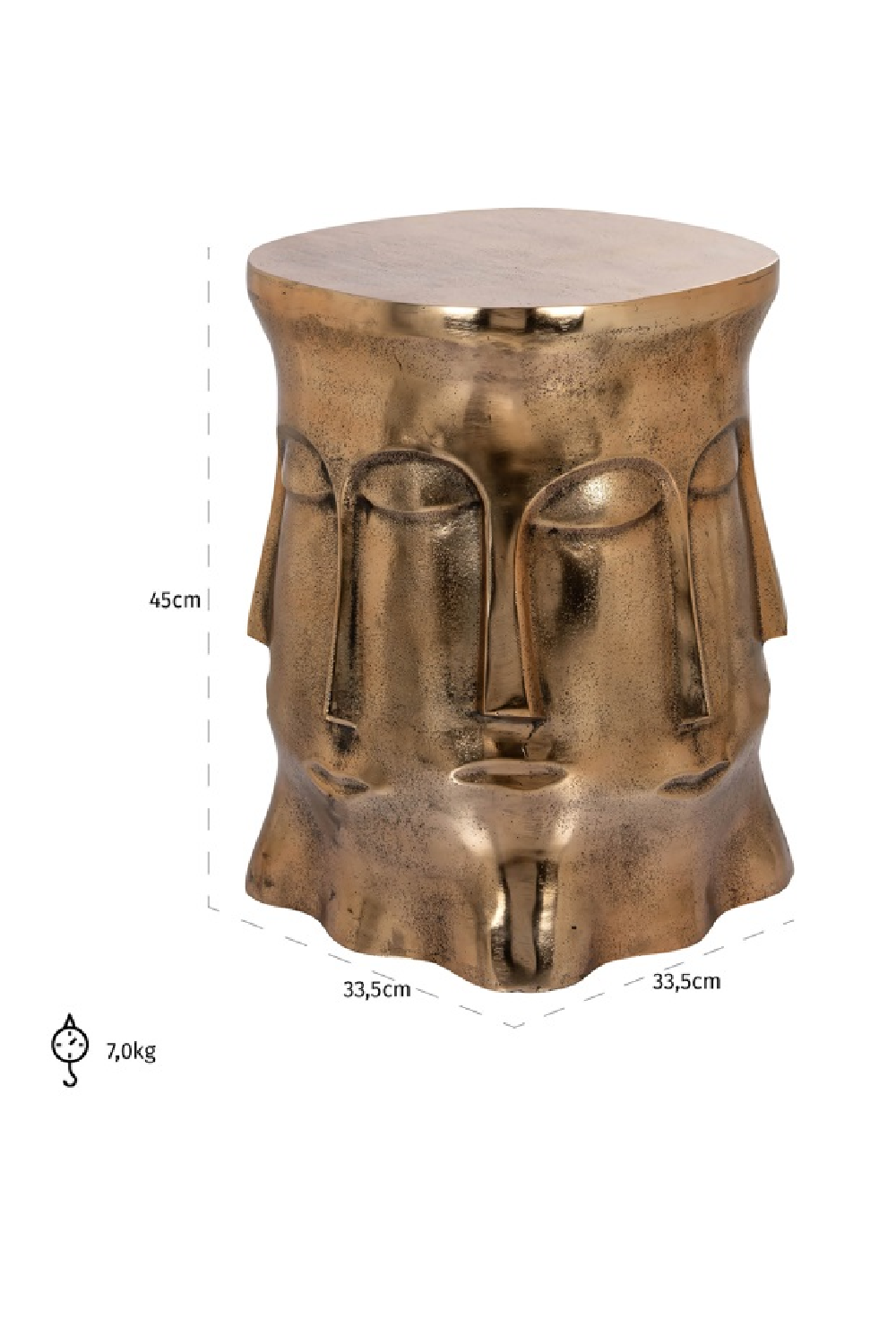 Gold Sculptural Face Side Table | OROA Hedron | Oroa.com