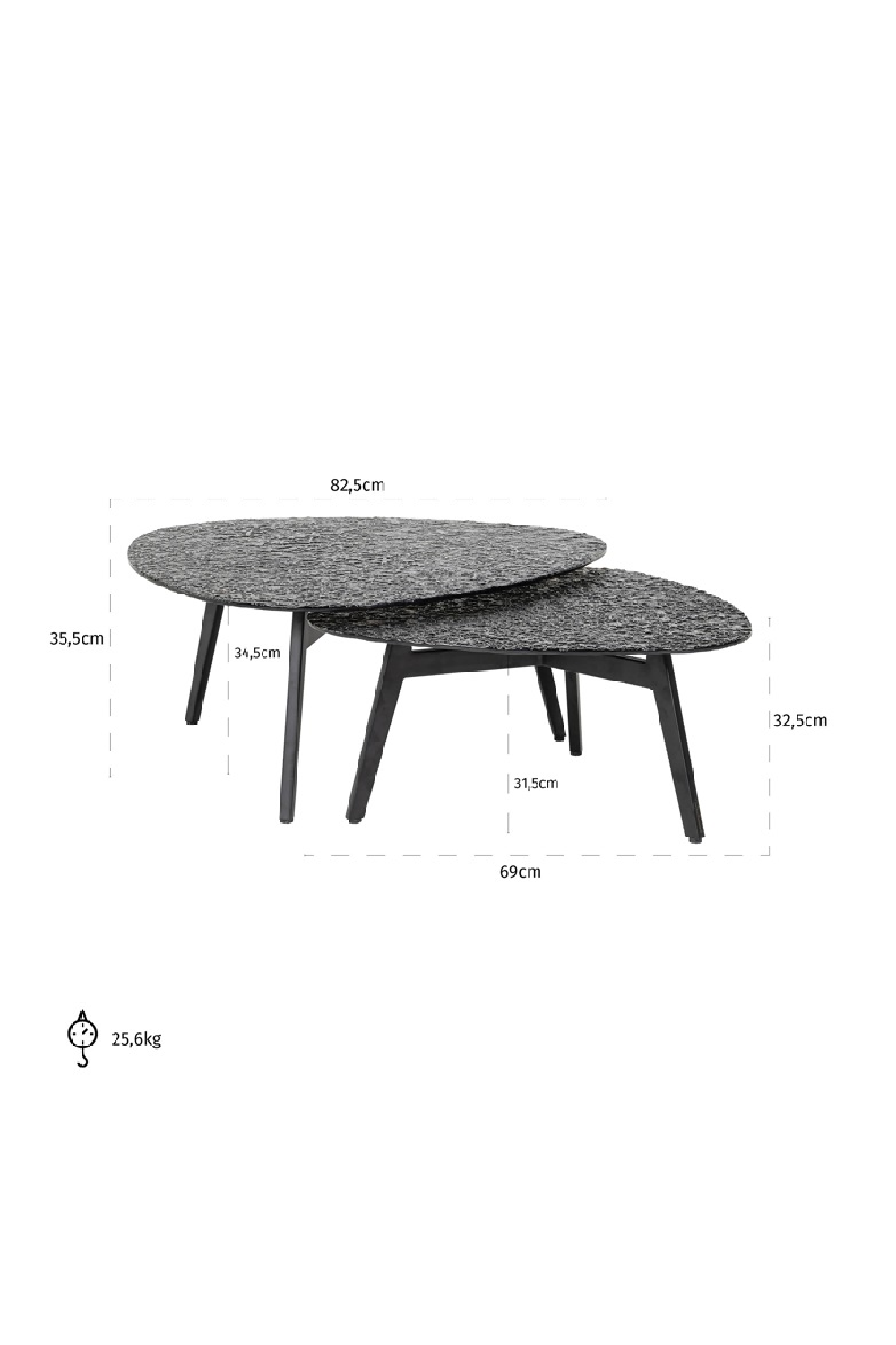 Black Glass Coffee Table Set (2) | Richmond Interiors Riley | Oroa.com