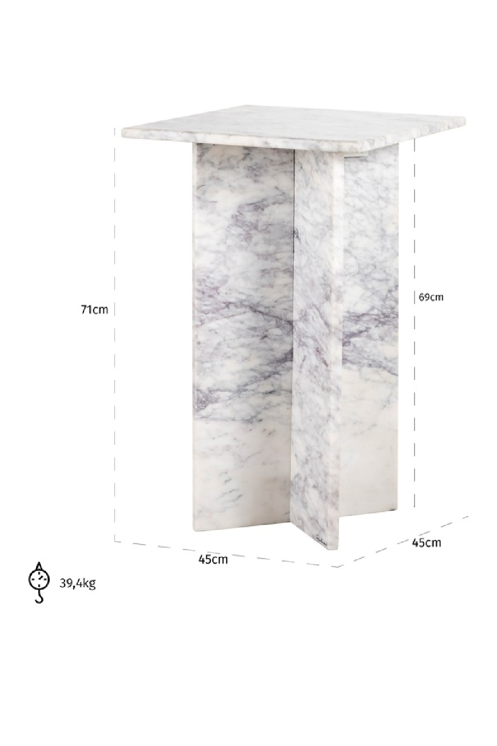 White Marble Square Side Table | OROA Holmes | Oroa.com