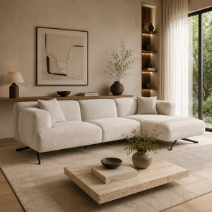   Cream 3-Seater Sofa with Lounge | Oroa.com