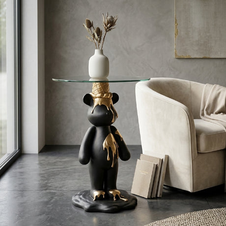   Modern European furniture - Black & Gold Bear End Table - www.oroa.com | Oroa.com