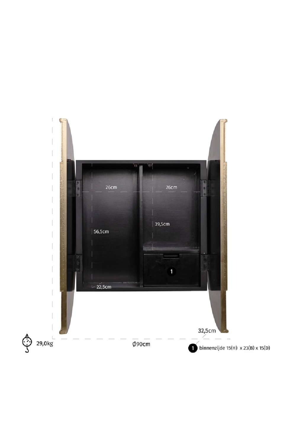 Circular Gold Wall Cabinet | Richmond Interiors Bowie | Oroa.com