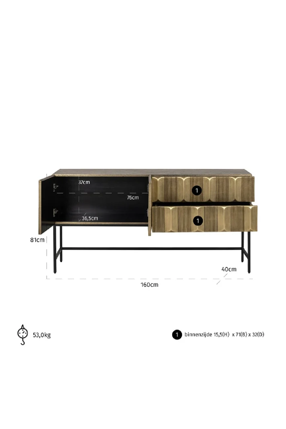 Bronze Iron Sideboard | OROA Jaxx | Oroatrade.com