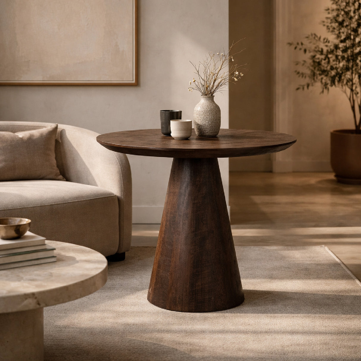   Wooden Pedestal Bistro Table | Oroa.com