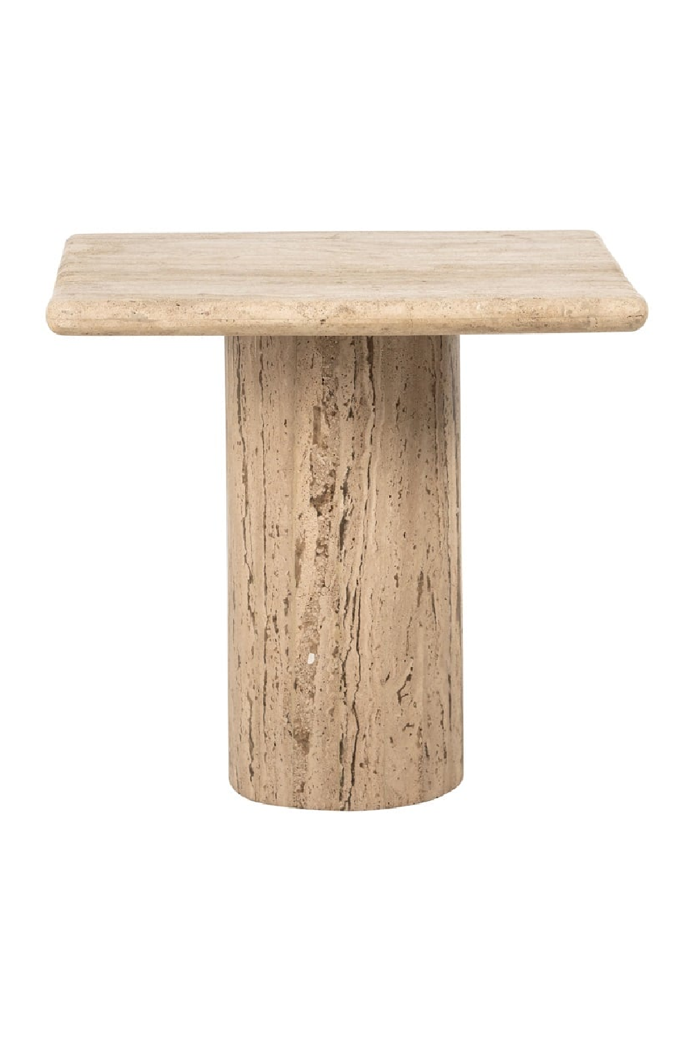 Square Travertine Pedestal Side Table | Richmond Interiors Hampton | Oroa.com