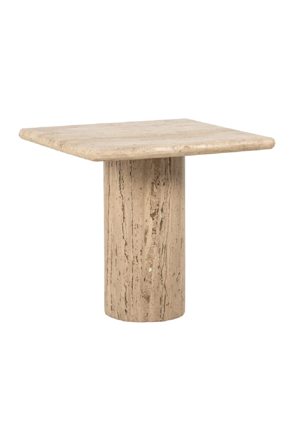 Square Travertine Pedestal Side Table | Richmond Interiors Hampton | Oroa.com
