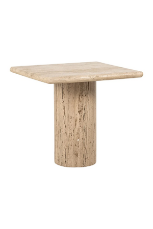 Square Travertine Pedestal Side Table | Richmond Interiors Hampton | Oroa.com