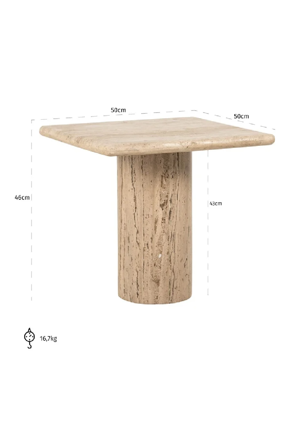 Square Travertine Pedestal Side Table | OROA Hampton | Oroa.com
