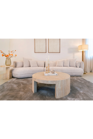 Beige Travertine Round Coffee Table | Richmond Interiors Biltmore | Oroa.com
