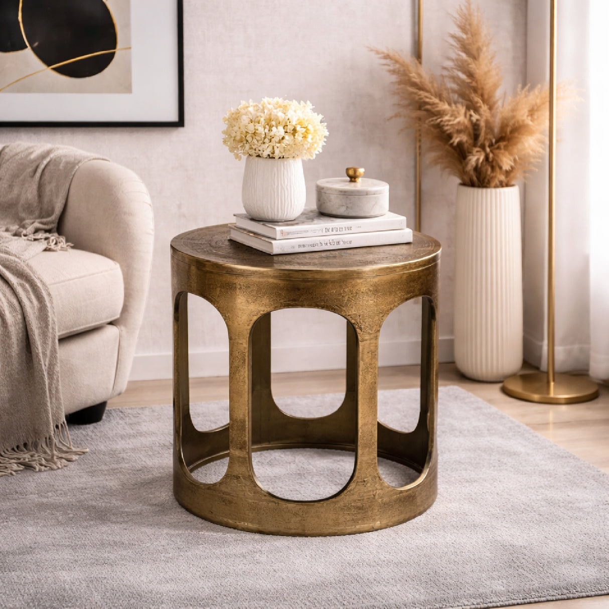   Gold Round End Table | Oroa.com