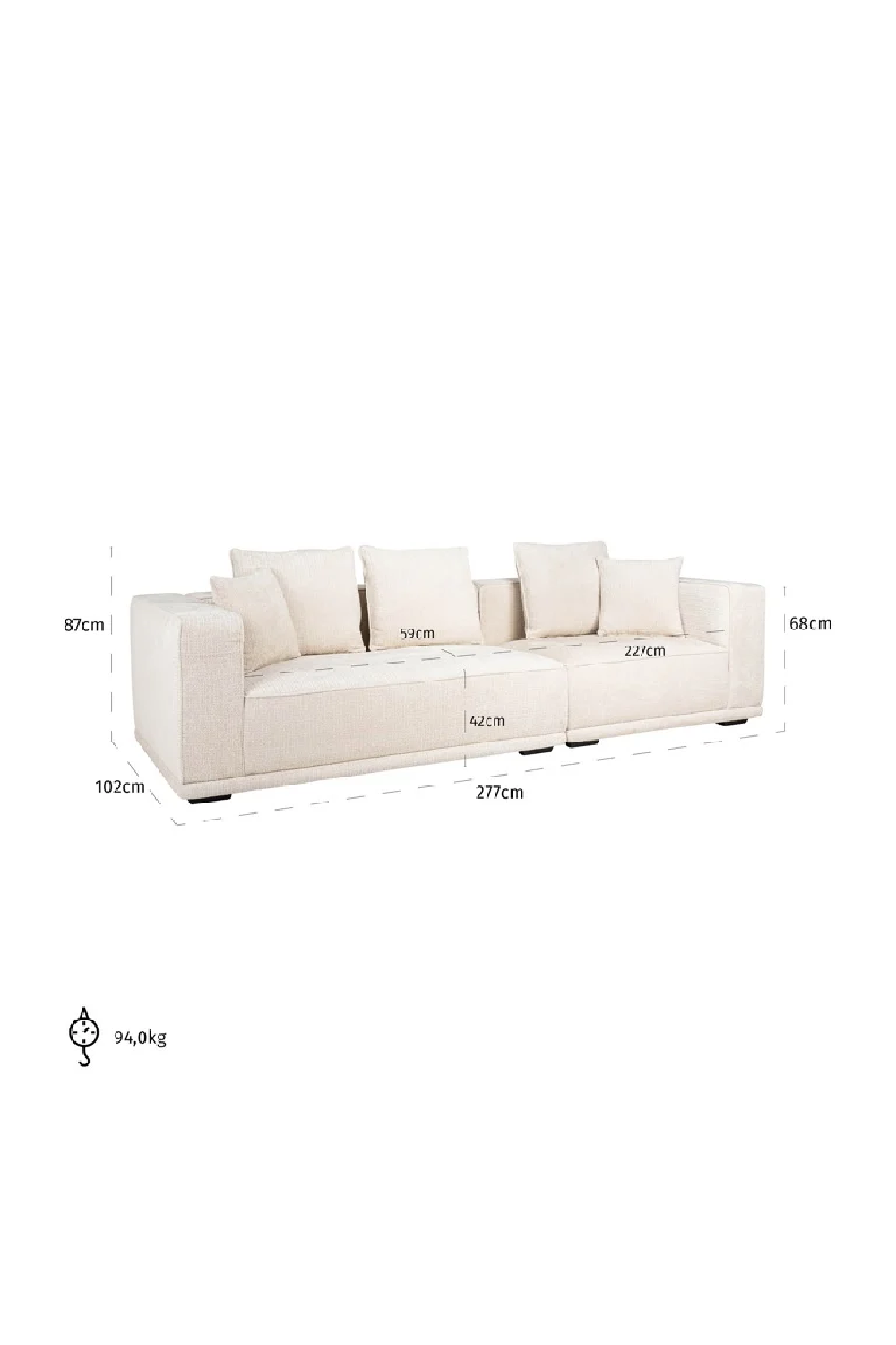 Beige Chenille 3-Seater Sofa | OROA Lusso | Oroa.com