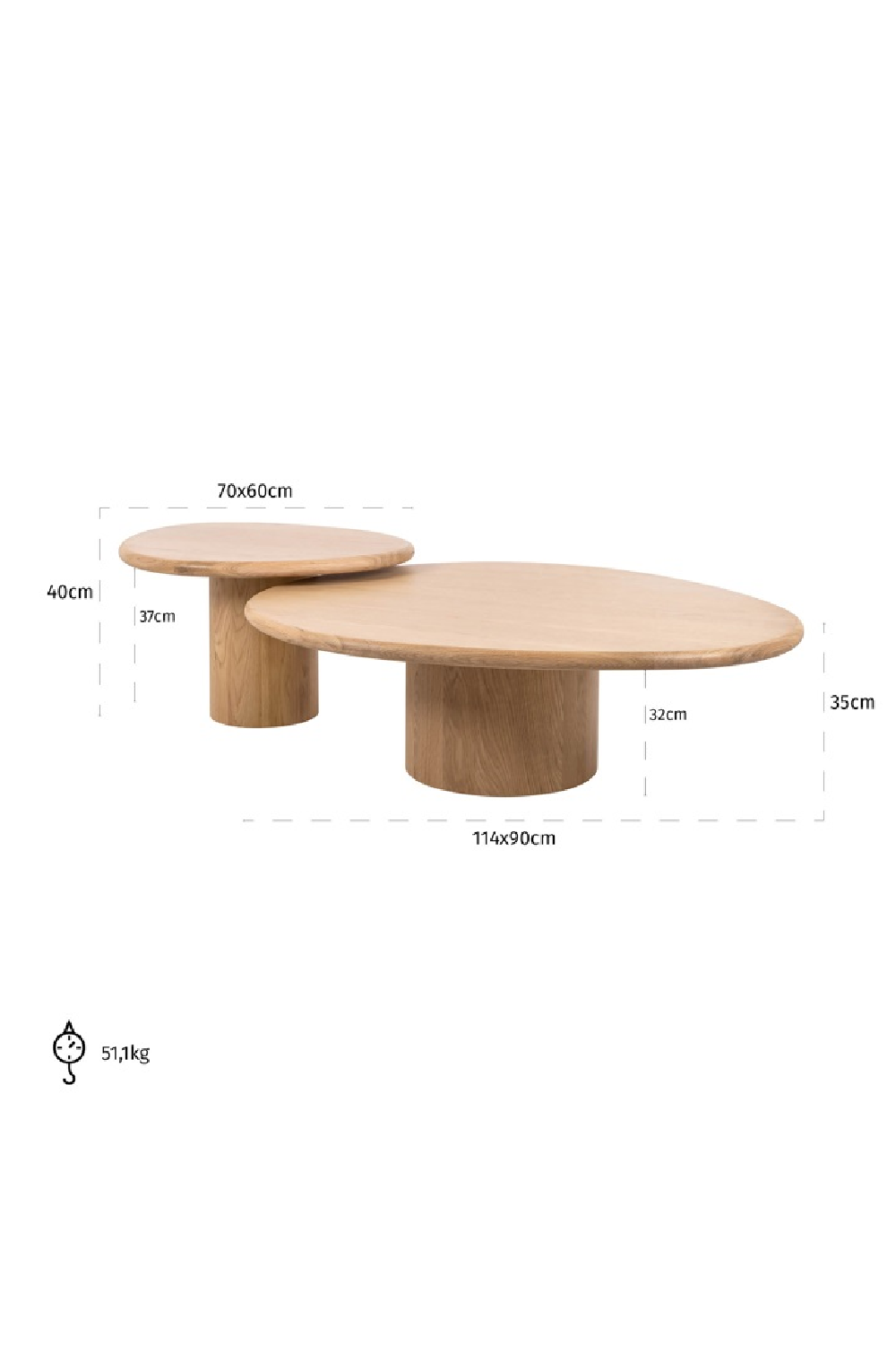 Natural Oak Coffee Table Set (2) | OROA Oakley | Oroa.com