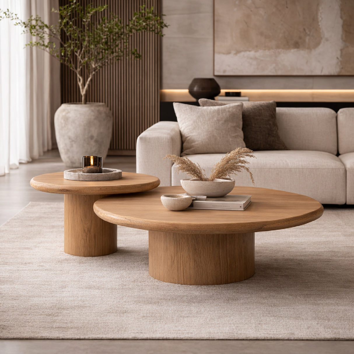   Natural Oak Coffee Table Set (2) | Oroa.com