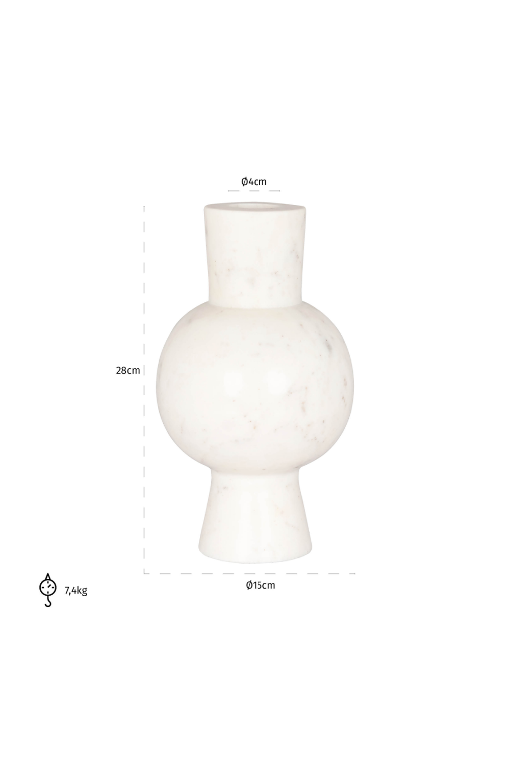 White Marble Rounded Vase | OROA Jonah | Oroa.com